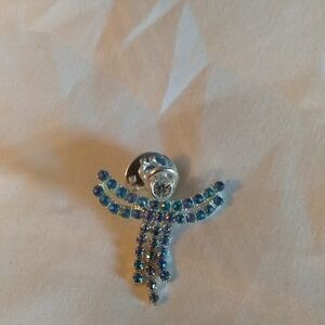 Birthstone Sapphire Blue Rhinestone Guardian Angel Pin